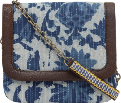 

TARUSA Women Evening/Party Blue Cotton Sling Bag