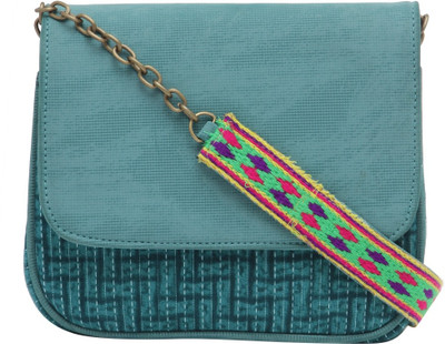 

TARUSA Women Evening/Party Blue Leatherette Sling Bag