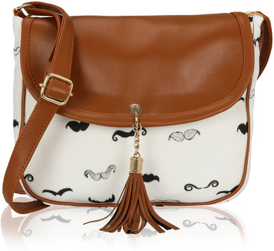 

Kleio Women Casual White Canvas Sling Bag