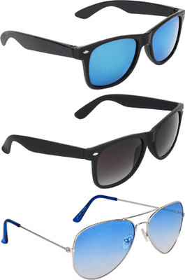 ABNER Wayfarer, Wayfarer, Aviator Sunglasses(For Men & Women, Blue, Black, Blue)