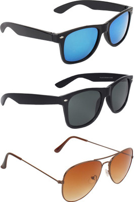 ABNER Wayfarer, Wayfarer, Aviator Sunglasses(For Men & Women, Blue, Black, Brown)