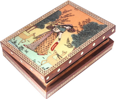 

HANDICRAFTS PARADISE Jewellery box / Trinket box / Storage box out of Gemstones and wood Standing Deer Ragini Pattern Jewellery Vanity Box(Multicolor)