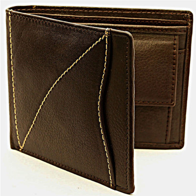 

NUKAICHAU Men Brown Genuine Leather Wallet(4 Card Slots)