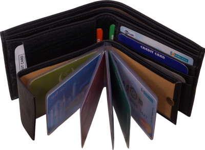 

samtroh Men Casual Brown Genuine Leather Money Clip(9 Card Slots), Black