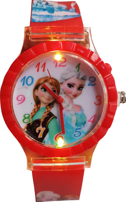 

SS Traders -Cute Red Frozen Seven Lights Analog Watch - Good gifting Item for Girls Watch - For Boys & Girls