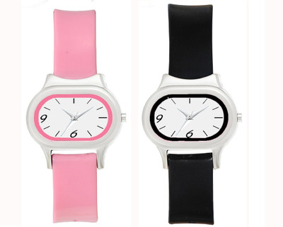 

SPINOZA attractive shaped Black abd pink color watch combo for women Watch - For Girls