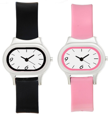 

SPINOZA s01 attractive shaped Black abd pink color watch combo for women Watch - For Girls