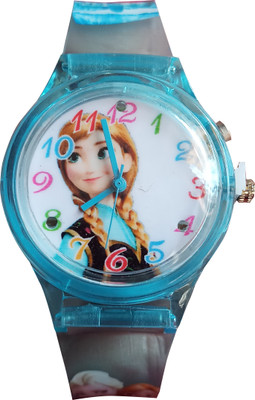 

SS Traders -Cute Blue Slim Frozen Seven Lights Analog Watch - Good gifting Item for Kids Watch - For Boys & Girls