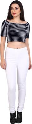 Danbro Slim Women's White, Dark Blue Jeans