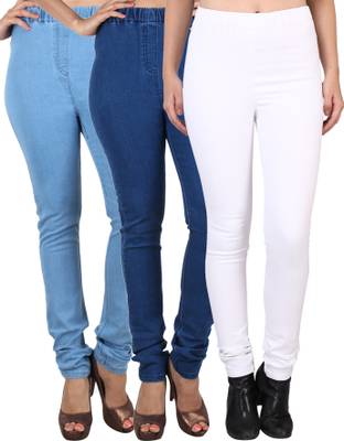 Danbro Slim Women's White, Light Blue Jeans