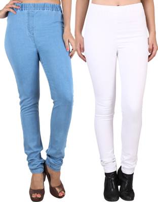 Danbro Slim Women's White, Light Blue Jeans