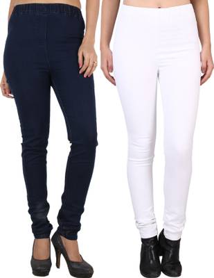 Danbro Slim Women's White, Dark Blue Jeans