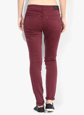 Only Skinny Women's Maroon Jeans