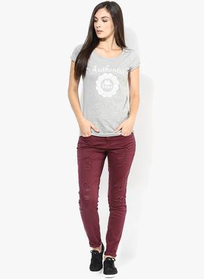 Only Skinny Women's Maroon Jeans