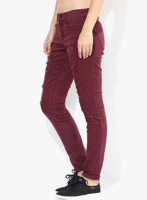 Only Skinny Women's Maroon Jeans