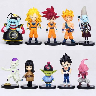 

Toy Mela Dragon Ball Z 10pcs/set Super Saiyan Son Goku Gohan King Kai Whis Action Figures Vegeta Frieza Buu Doll PVC figure Toys Brinquedos Anime 5-10CM(Multicolor)