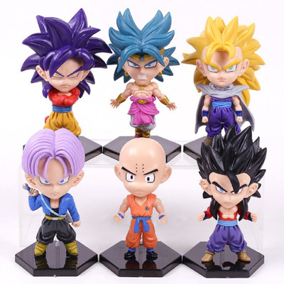 

Toy Mela Dragon Ball Z GT Goku Super Saiyan 4 Son Goku Son Gohan Krillin Trunks Broli PVC Figures Collectible Model Toys 6pcs/set 12~14cm(Multicolor)