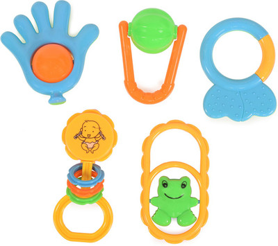 

Offspring Baby Multicolor Teether Cum Rattle Set 5 Pc Rattle(Multicolor)