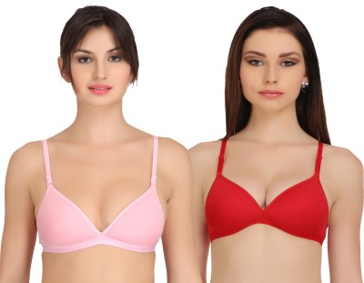 Selfcare New Collection Women T-Shirt Lightly Padded Bra(Red, Pink)