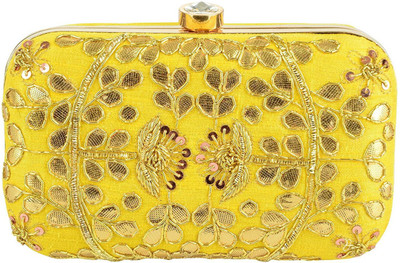 

Tooba Handicraft Party Yellow Clutch