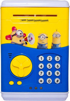 

KIDLAND Minion Money Safe ATM Smart Electronic Lock Piggy Bank for Coin/Note Safe with Locker Key Coin Bank Coin Bank (Yellow) Coin Bank(Blue)