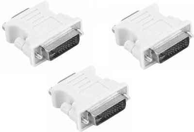ReTrack SET OF 3PC DVI-connector dvi-i (a/d) to vga male to female 24+1-pin to 15-pin adapter convert USB Adapter(White)