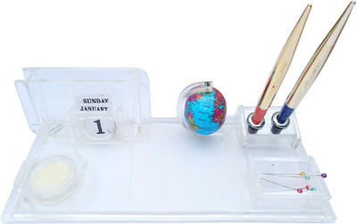 

Panku 3 Compartments Acrylic, Plastic Pen Stand(White)