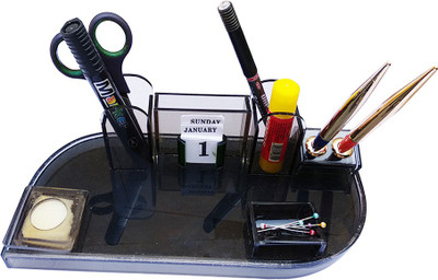 

Panku 5 Compartments Acrylic, Plastic Pen Stand(Black)
