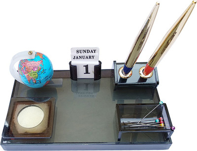 

Panku 2 Compartments Acrylic, Plastic Pen Stand(Smoke Black, Black)