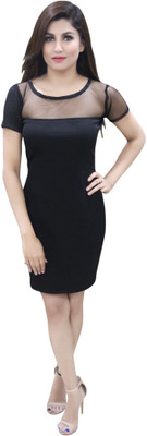 CRAZEVILLA Women Bodycon Black Above Knee/Mid Thigh Length Dress