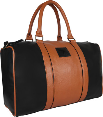 

VAMSUM Premium Italian Black & Brown Travel Duffel Bag(Black)