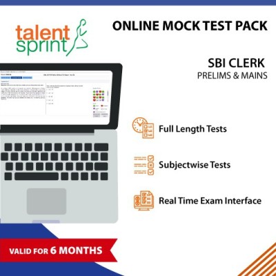 

TalentSprint Online Mock Tests- SBI CLERK Prelims and Mains (Valid for 6 months) - 20 Full length tests and 10 Subjectwise tests in Real Time Exam Interface(Online)