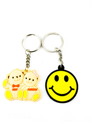 

ShopTop Non-Metallic Couple teddy bear with smiley keychain Key Chain