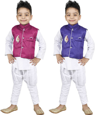 DEBDESHIK Boys Festive & Party Kurta, Waistcoat and Pyjama Set(Multicolor Pack of 6) Flipkart