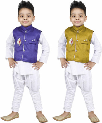 DEBDESHIK Boys Festive & Party Kurta, Waistcoat and Pyjama Set(Multicolor Pack of 6) Flipkart