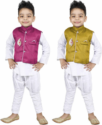 DEBDESHIK Boys Festive & Party Kurta, Waistcoat and Pyjama Set(Multicolor Pack of 6) Flipkart