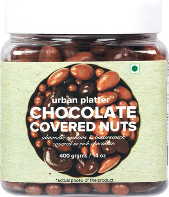 

Urban Platter Chocolate covered Nuts, Jar [Cashews, Almonds & Butterscotch Covered in Rich Chocolate] Almonds, Cashews(400 g, Plastic Bottle)