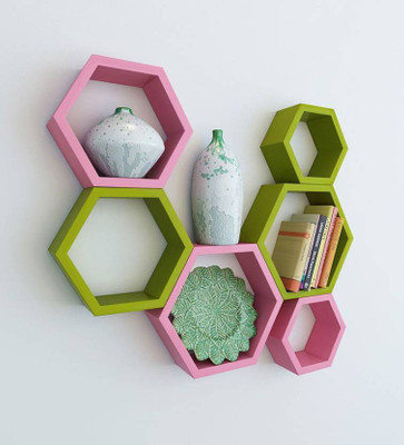 OnlinePurchas wooden wall shelf Wooden Wall Shelf(Number of Shelves - 6, Multicolor)