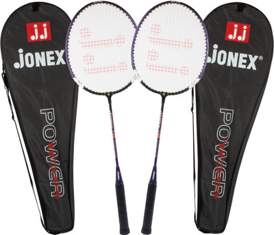 

JJ Jonex Power 108 badminton racquets pair Black with cover @ Kin Store Black Strung Badminton Racquet(G4 - 3.25 Inches, 99 g)