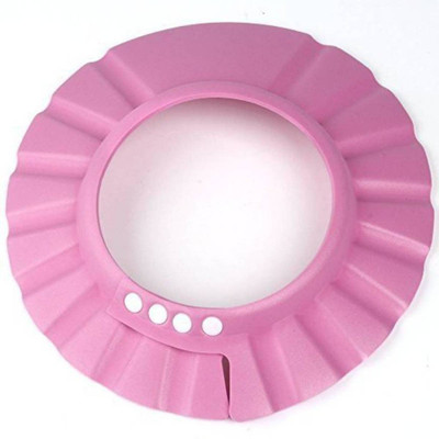 

Simxen Adjustable Baby Kids Shampoo Bath Bathing Safe Soft Shower Button Closure Cap Hat Hair Shield (Pink)