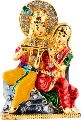 Kulin Metal Radhe Shyam | Radha Krishna Idol | Statue For Car Dashboard | Home Decor | Gifting | Showpiece Decorative Showpiece  -  5 cm(Brass, Multicolor)