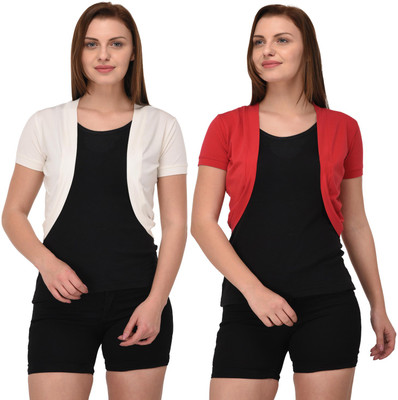 

Espresso Women' Shrug, Off-white / red