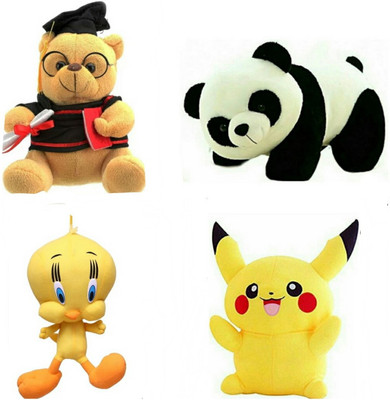 

soniya Enterprises panda-40cm and tweety-45cm and musical scholer teddy bear-20cm Pikachu - 40 cm(Multicolor)