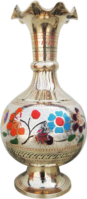Brass Gift Center Flower Vase Pot with Handwork Brass Vase(13 inch, Multicolor) available at flipkart for Rs.3799