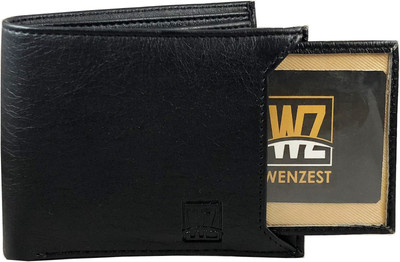 Wenzest Men Black Artificial Leather Wallet(5 Card Slots)