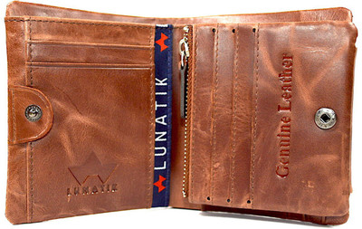 

LUNATIK Boys Brown Genuine Leather Wallet(12 Card Slots)