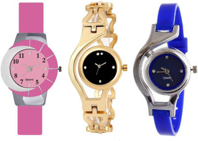 

Varni Retail PINK-GOLDEN-BLUE Unique Combo For Young Lady And Girls1 Watch - For Girls
