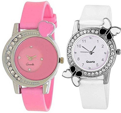 

Freny Exim exclusive premium quality butterfly white &pink Heart watch combo of 2 wrist watch for woman latest watches for girls & women Butterfly Series-9 Watch - For Girls