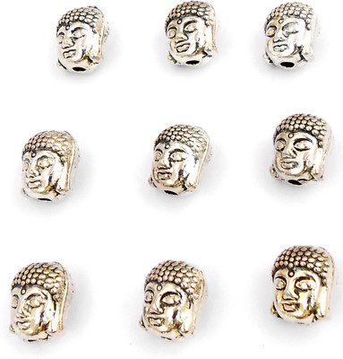 

jaz Jaz's Silver Colour Sharp Dual Sided Tibetan Buddha Bead for Bracelet Necklace Jewelry Making 10 pcs, 11.5 x 9 mm