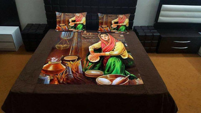 

Vrinda Home Décor 200 TC Velvet Single Printed Bedsheet(Pack of 1, Multicolor)